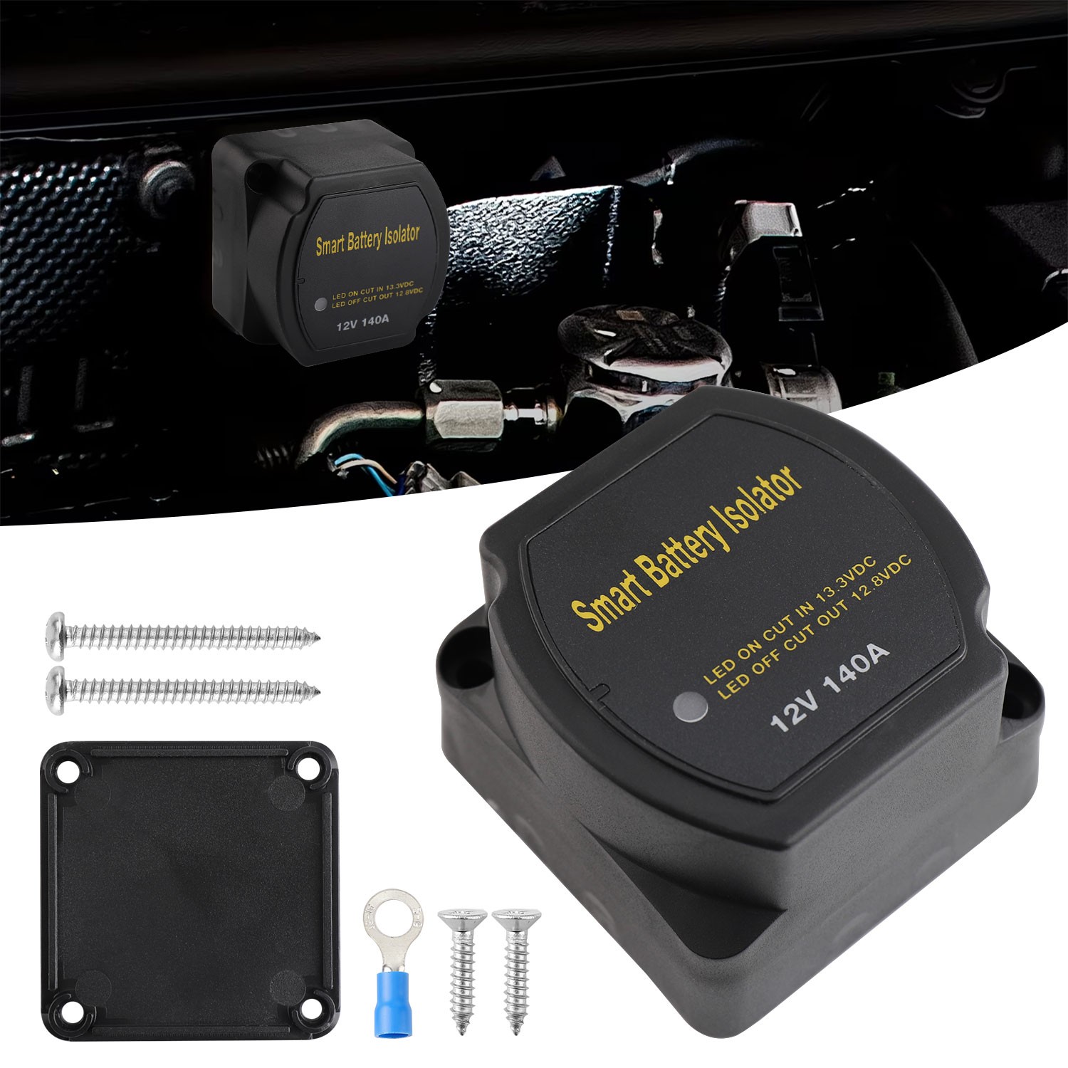 12V 140A Smart Dual Battery Kit System isolator Car Voltage Sensitive Relay UTV