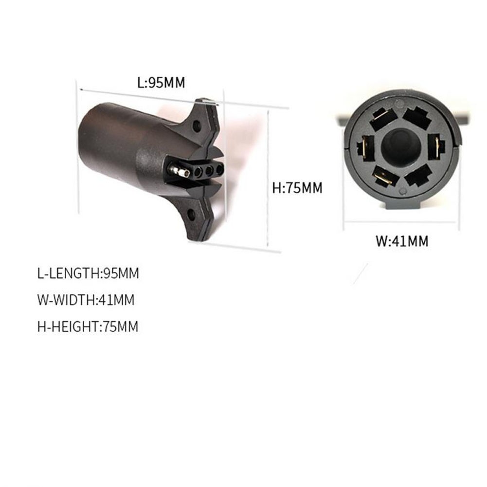 7 WAY TRAILER LIGHT ADAPTER PLUG CONNECTOR ROUND to 4 PIN FLAT RV BOAT