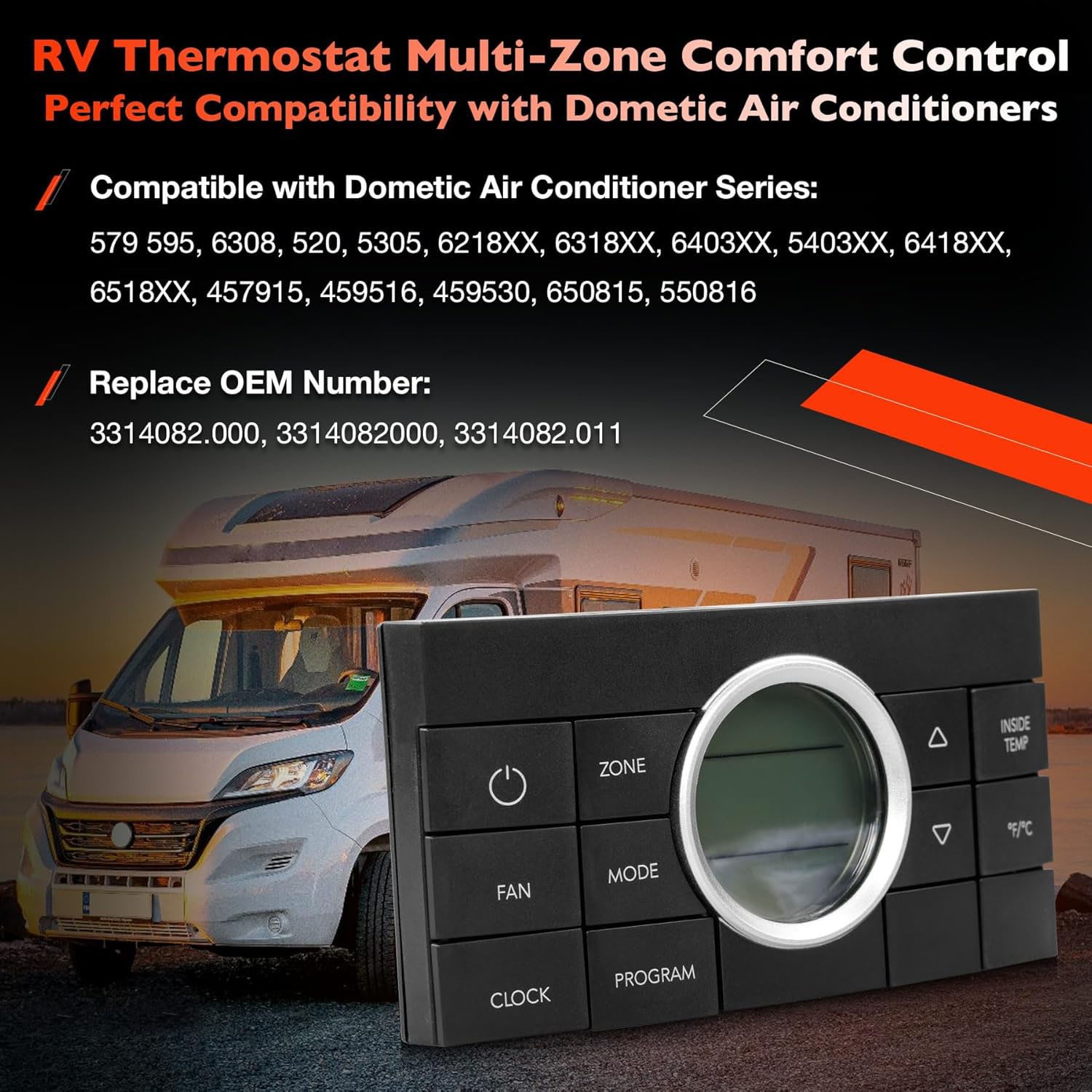 RV Multi-Zone Thermostat 10-Button Comfort Control Center For Dometic 3314082000