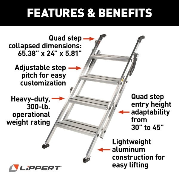 Lippert Components 2023024501 Entry Step 4 Manual Folding Steps With 8 Inch Rise