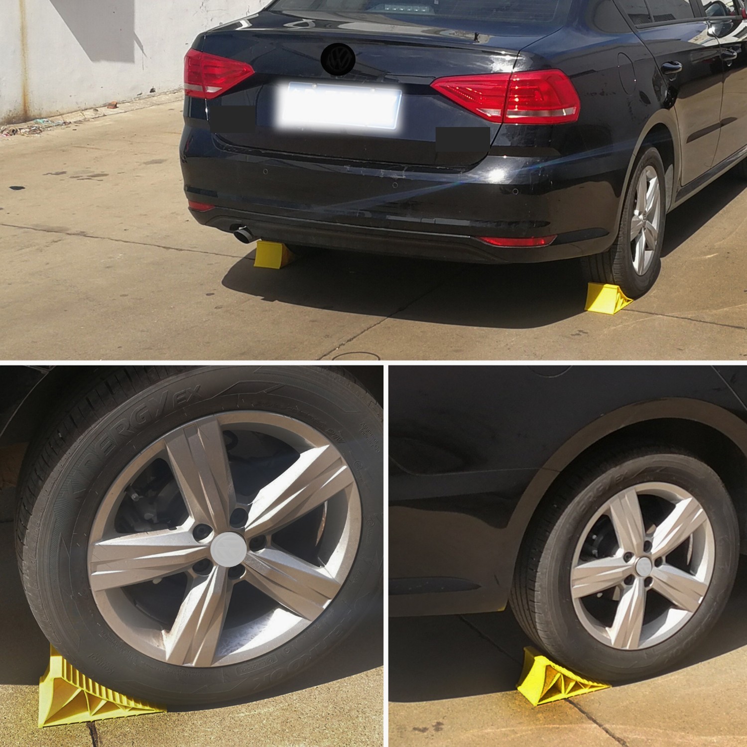 4 Pack Heavy Duty Wheel Chocks with Rope for RV Camper Truck Trailer In Place