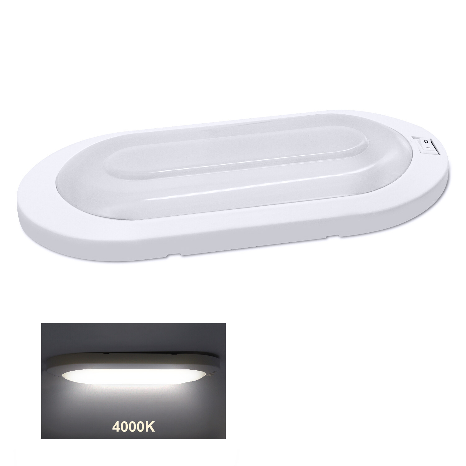 2x 12V LED Interior Ceiling Dome Light w/Switch Cool White for RV Trailer Camper