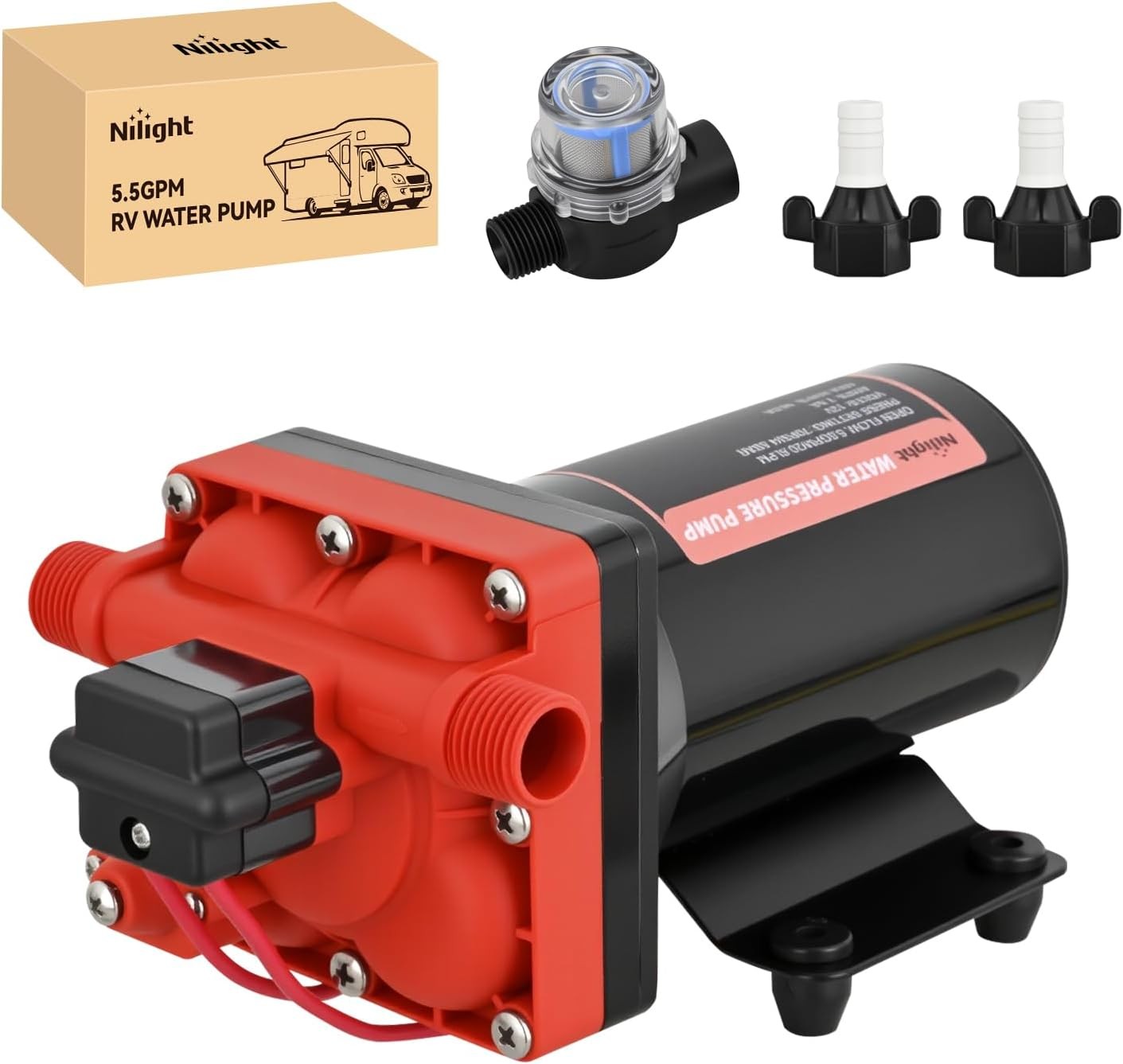Nilight RV Water Pump 12v Camper Water Pump 5.5 GPM 70 PSI with Pressure Switch