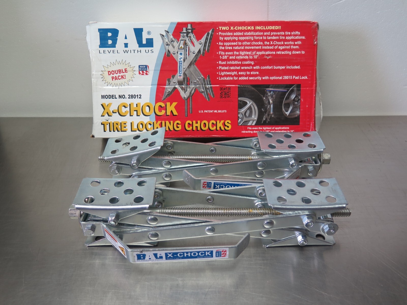 BAL RV 28012 X-Chock Wheel Tire Locking Chocks; Set of 2 *MISSING WRENCH (O3B)