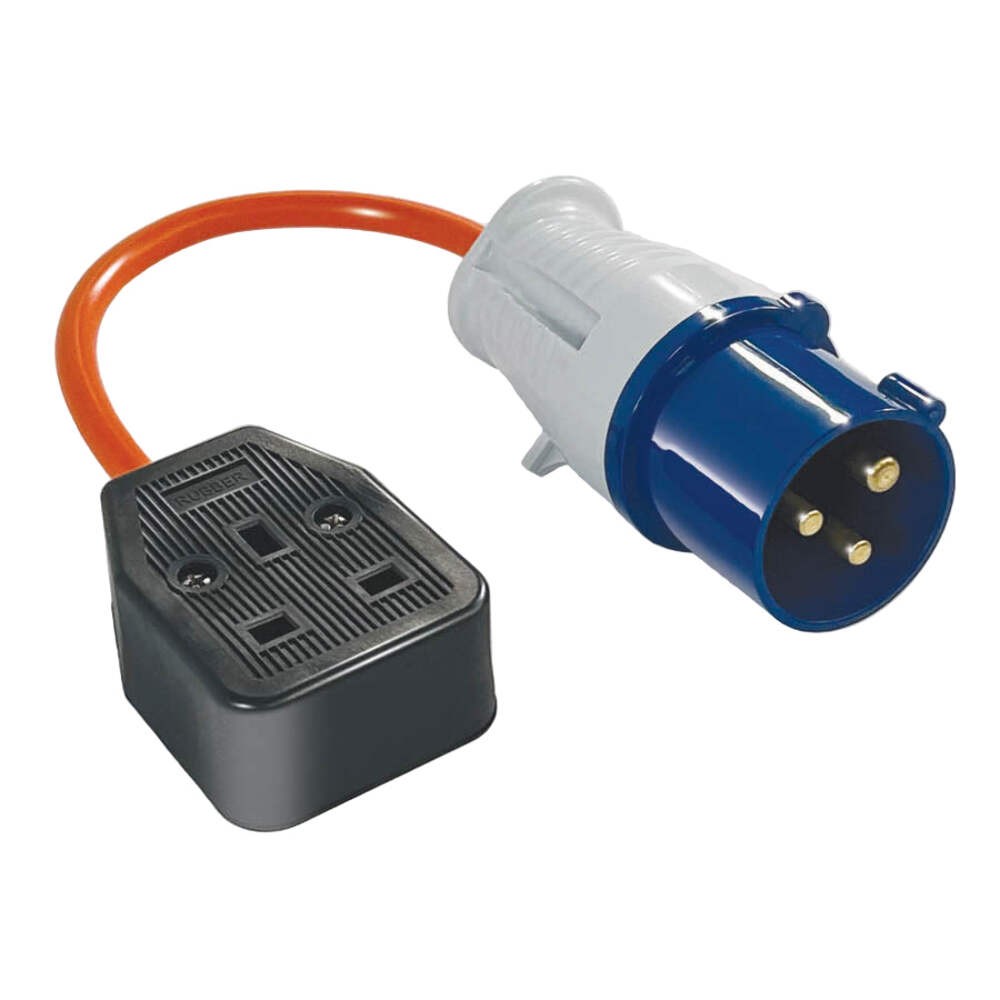 Fly lead 16A Plug to 13A Socket 240V Converter Generator Adaptor Lead Caravan