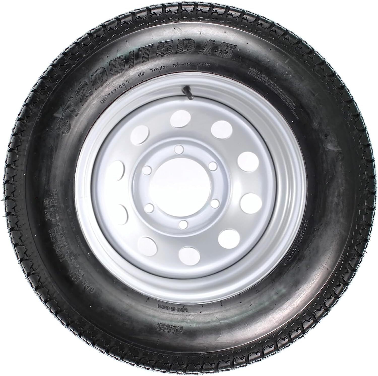 2 pack ST205/75D15 205 75D15 Trailer Tire with Rim, 6-Ply Load Range C 5 Lug US