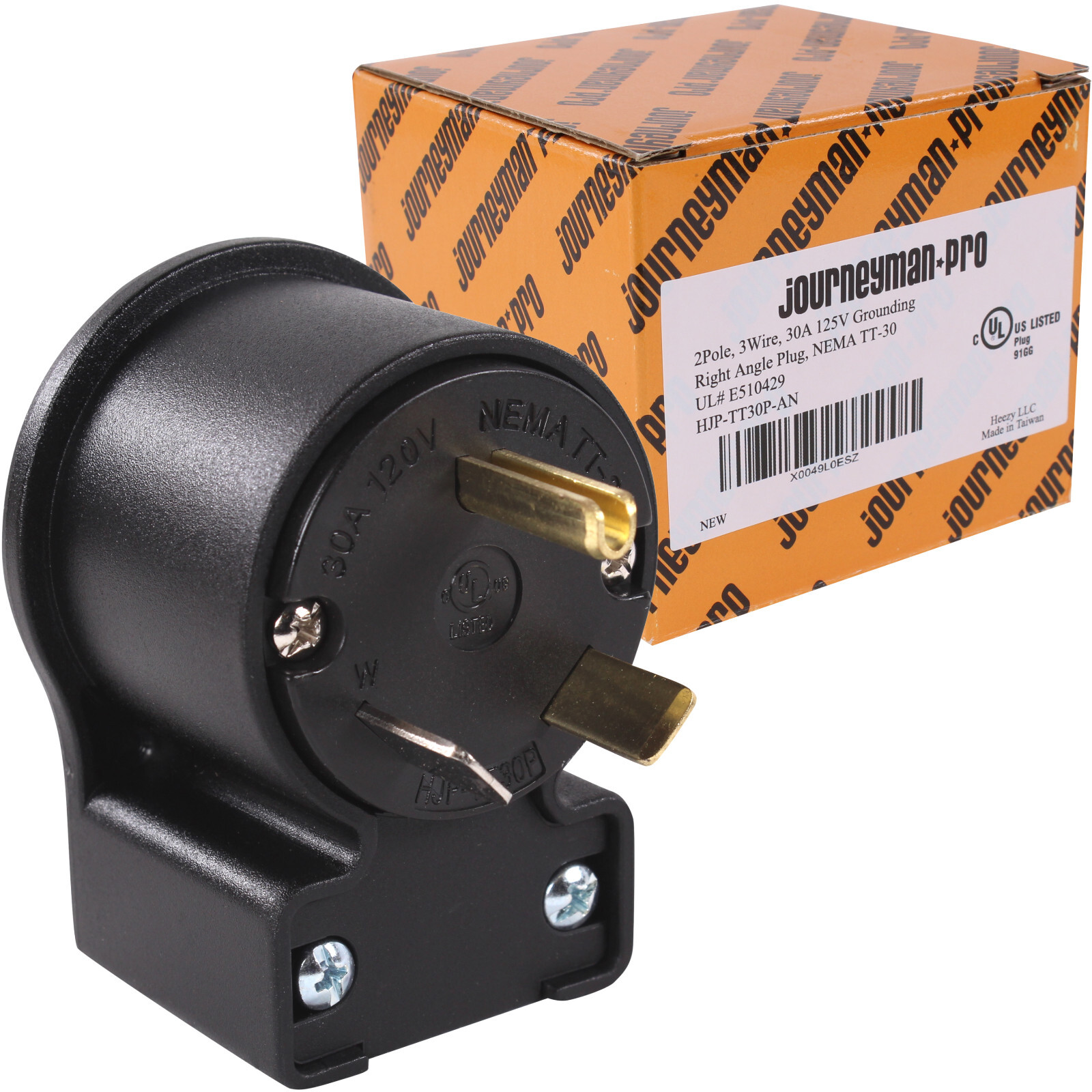 125V 30Amp Heavy Duty Male Plug End RV Replacement 90 Degree Elbow Angle Face