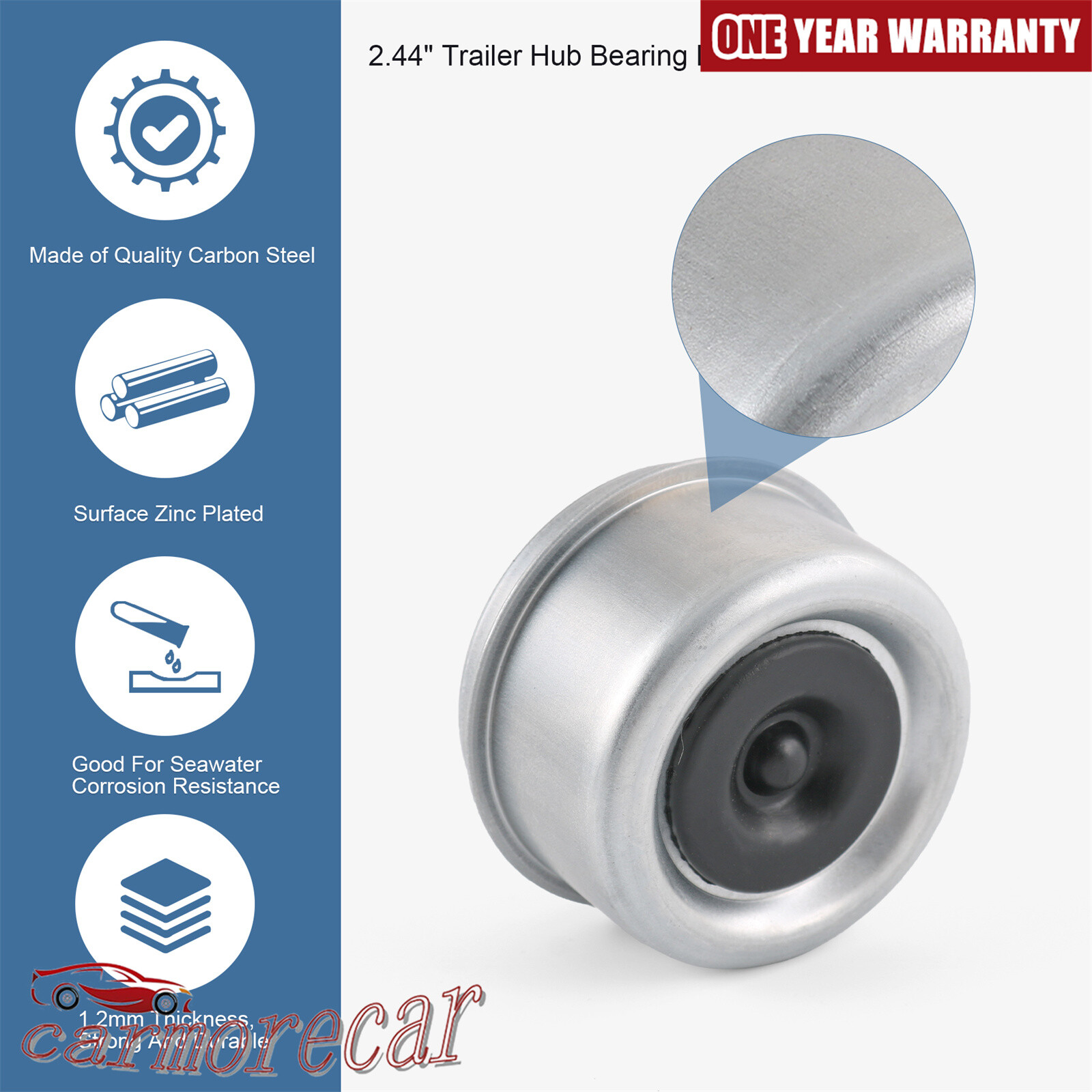 2 – 2.44 Trailer Axle Dust Cap Cup Grease Cover RV Camper EZ Lube