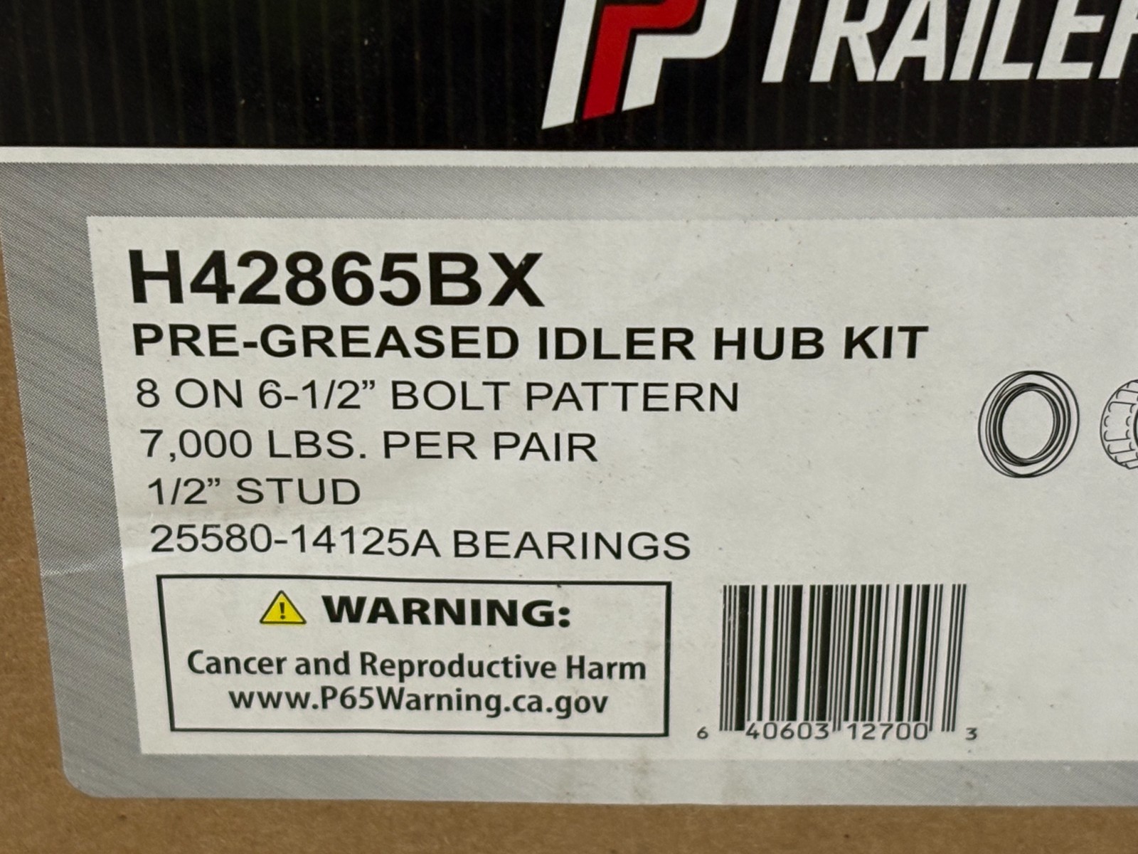 Trailer Parts Pro H42865BX PreGreased Hub Assembly 8 on 6.5- Fits 7K Axles ^