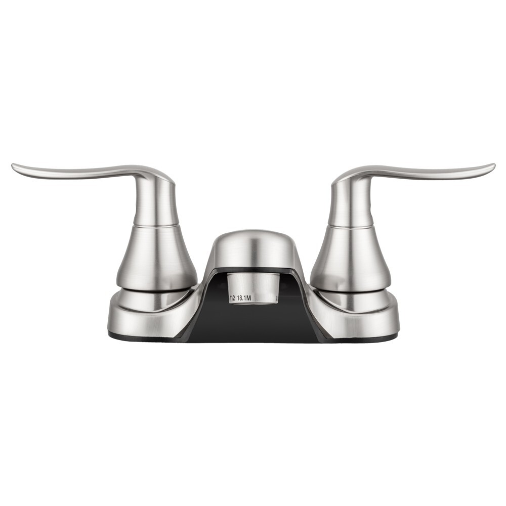 Dura Elegant Plastic Satin Nickel Low-Arc Lavatory Faucet with Levers Handles