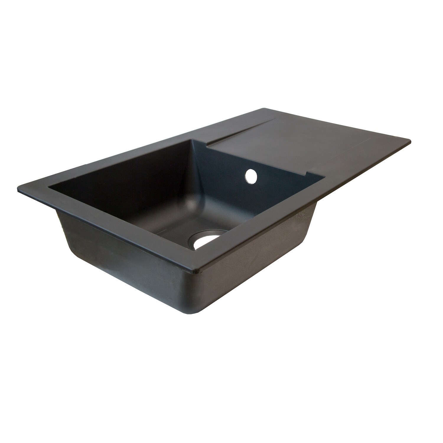 Black Resin Single Kitchen Sink 780mm x 435mm Granite Composite Finish Static