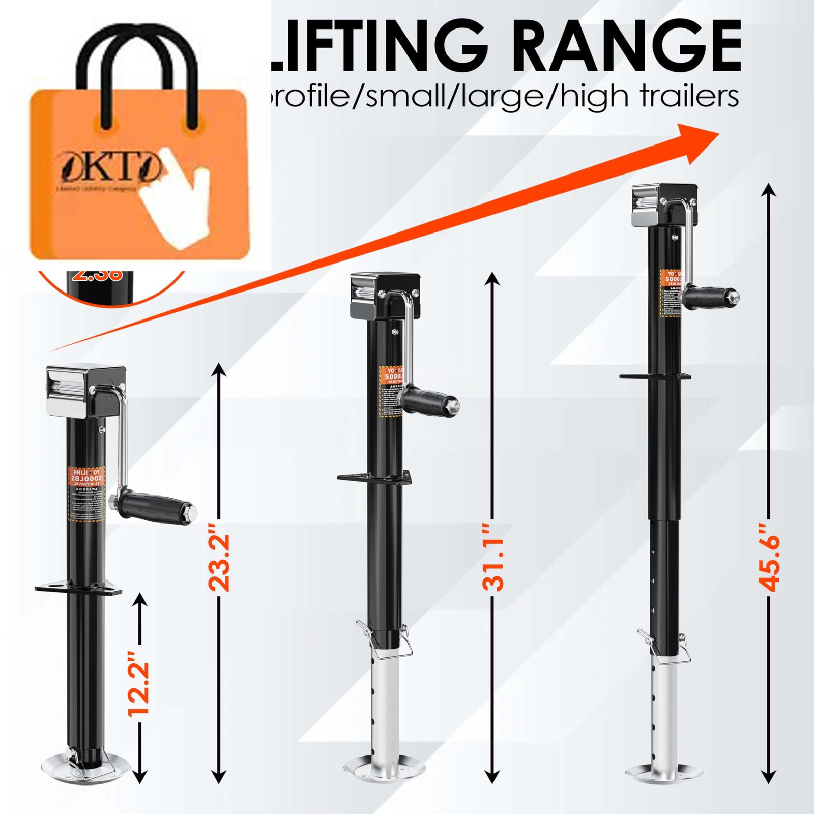 5000 lbs A-Frame Trailer Jack, 15″ Lift, Adjustable 5000lbs, black