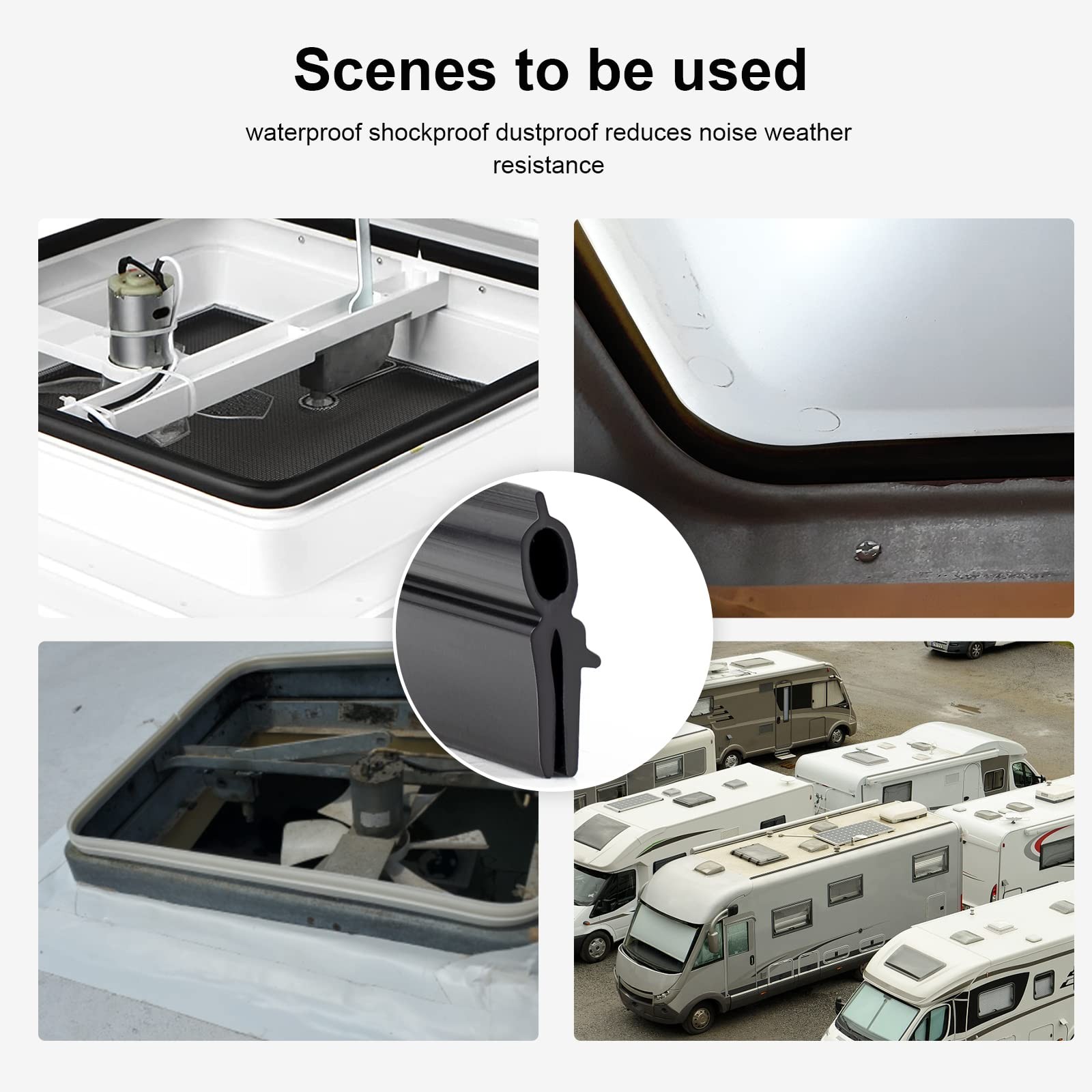SZKXMJ Rv Roof Vent Seal Vinyl Sealfor Ventline, Hengs 118INCH, Black