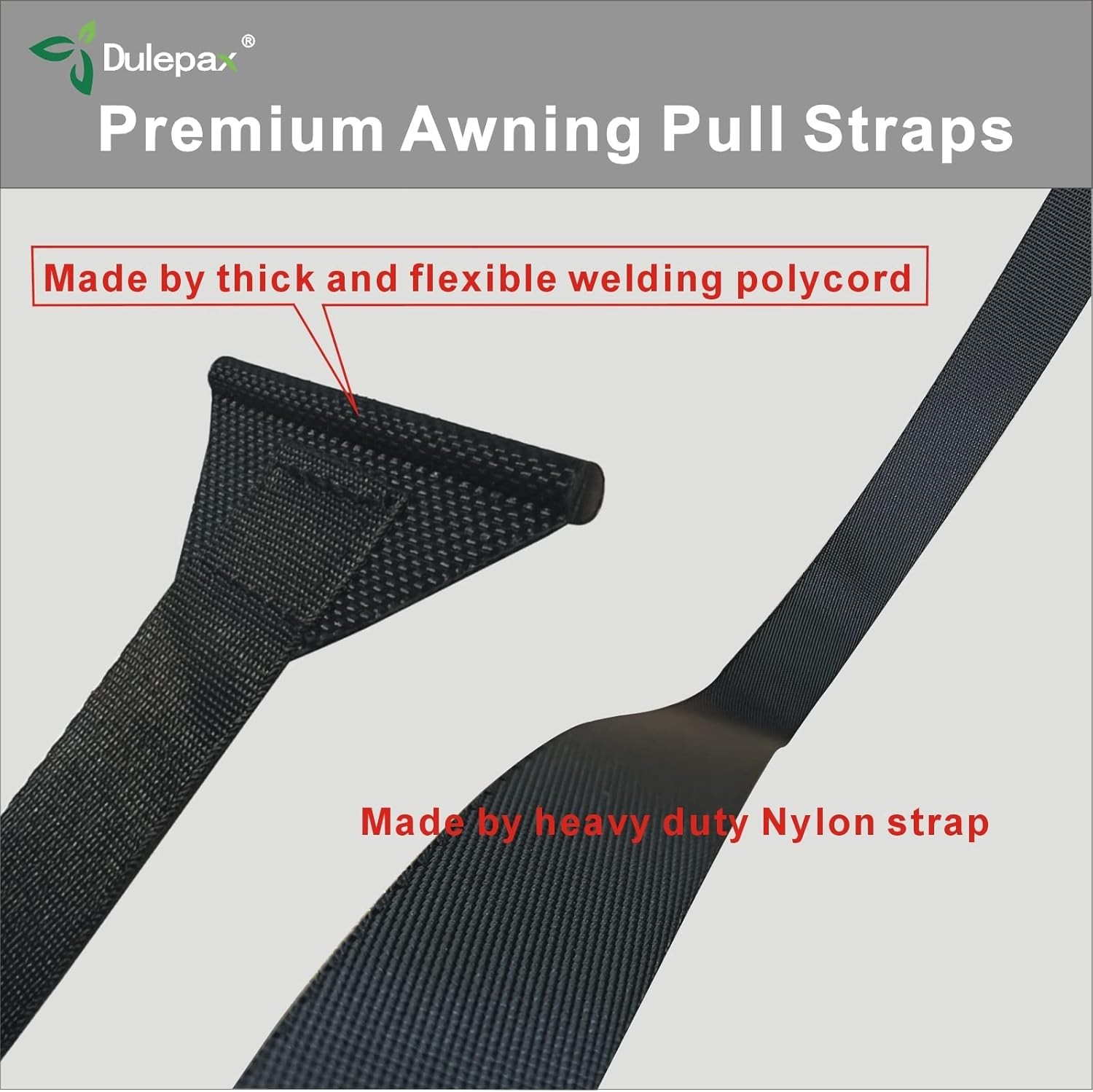 Dulepax RV Awning Pull Straps, 96 Inches Long Straps with 2 Pcs, black