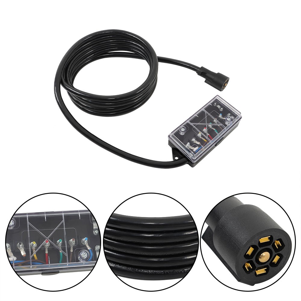 NEW For 7-way 7-pin trailer cable-16FT with Junction Box + Wiring Harness Kit