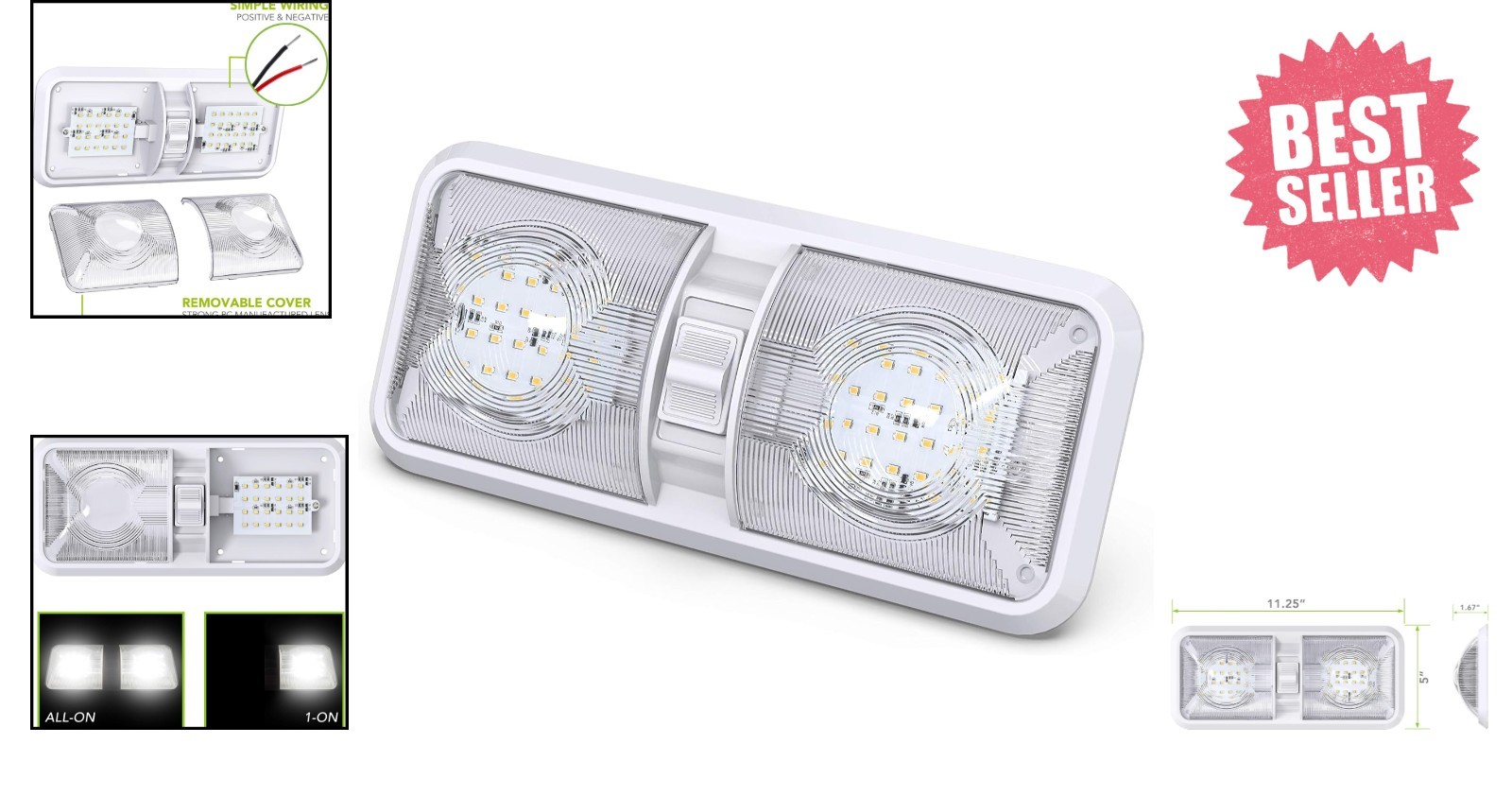 Compact LED Ceiling Light for RVs – 6W, 4000K Natural White with 3-Way Switch