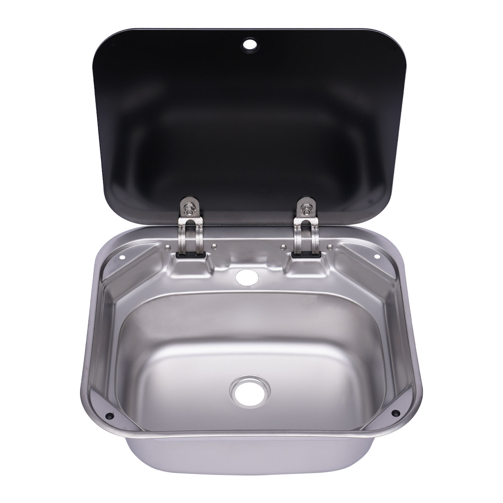 Stainless Steel RV Kitchen Semi-recessed Sink w/ 4x Buckles Overflow-proof New