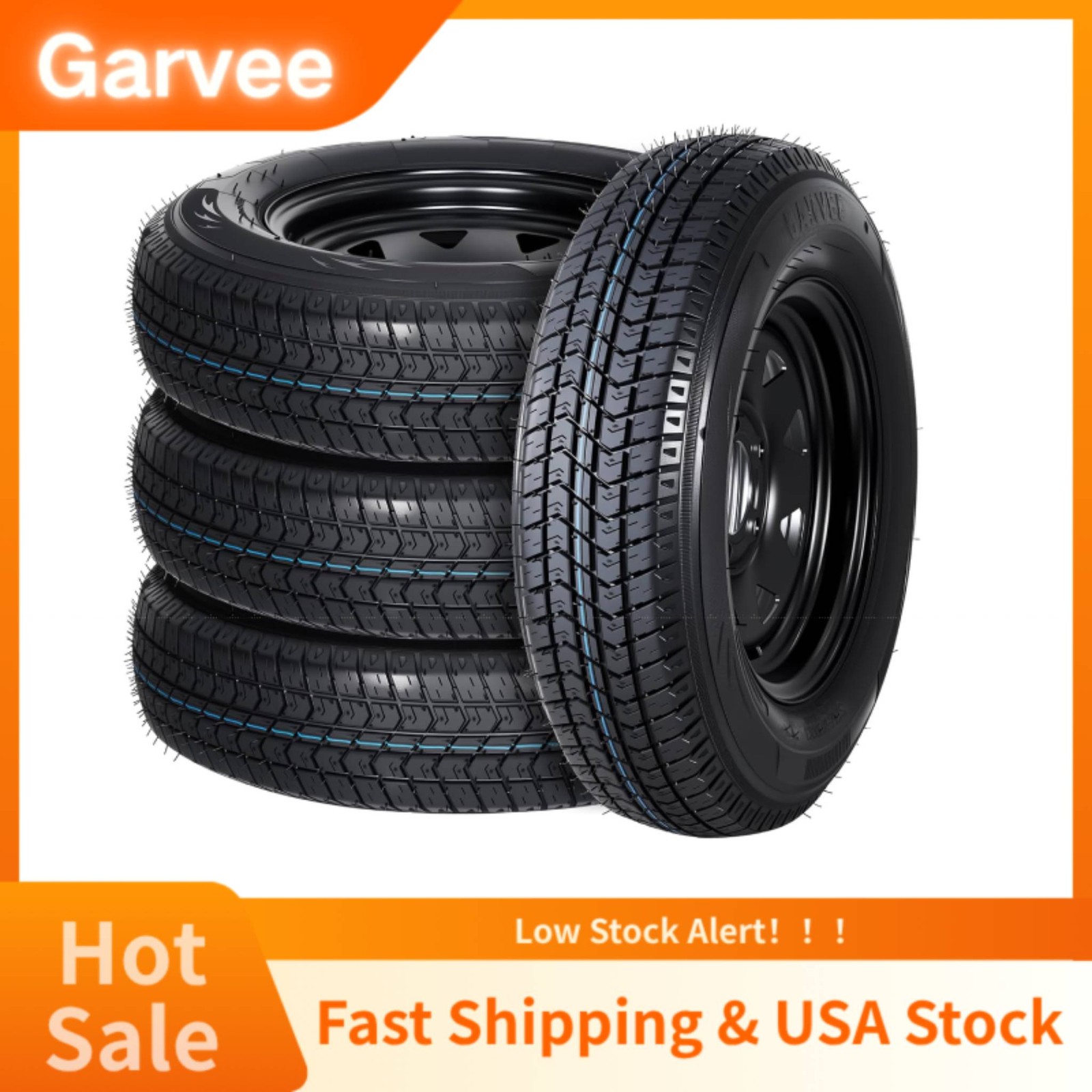 6 Ply Load Range C ST175/80D13 Trailer Tire Wheel Combo 4-Pack Pre-Mounted On 13