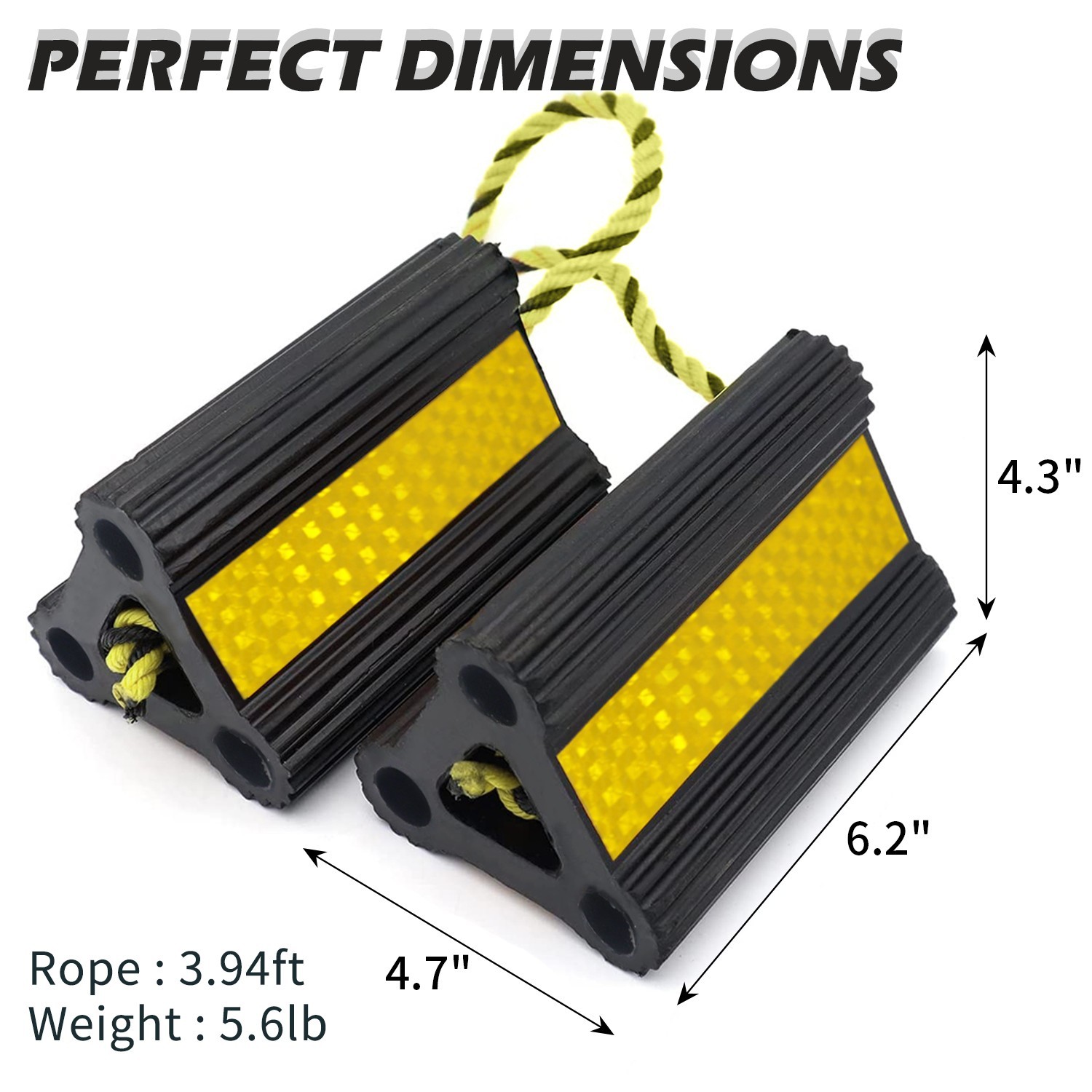 4 Pack 2 Pair Wheel Chocks，Solid Rubber Wheel Chock，For Travel Trailers Camper