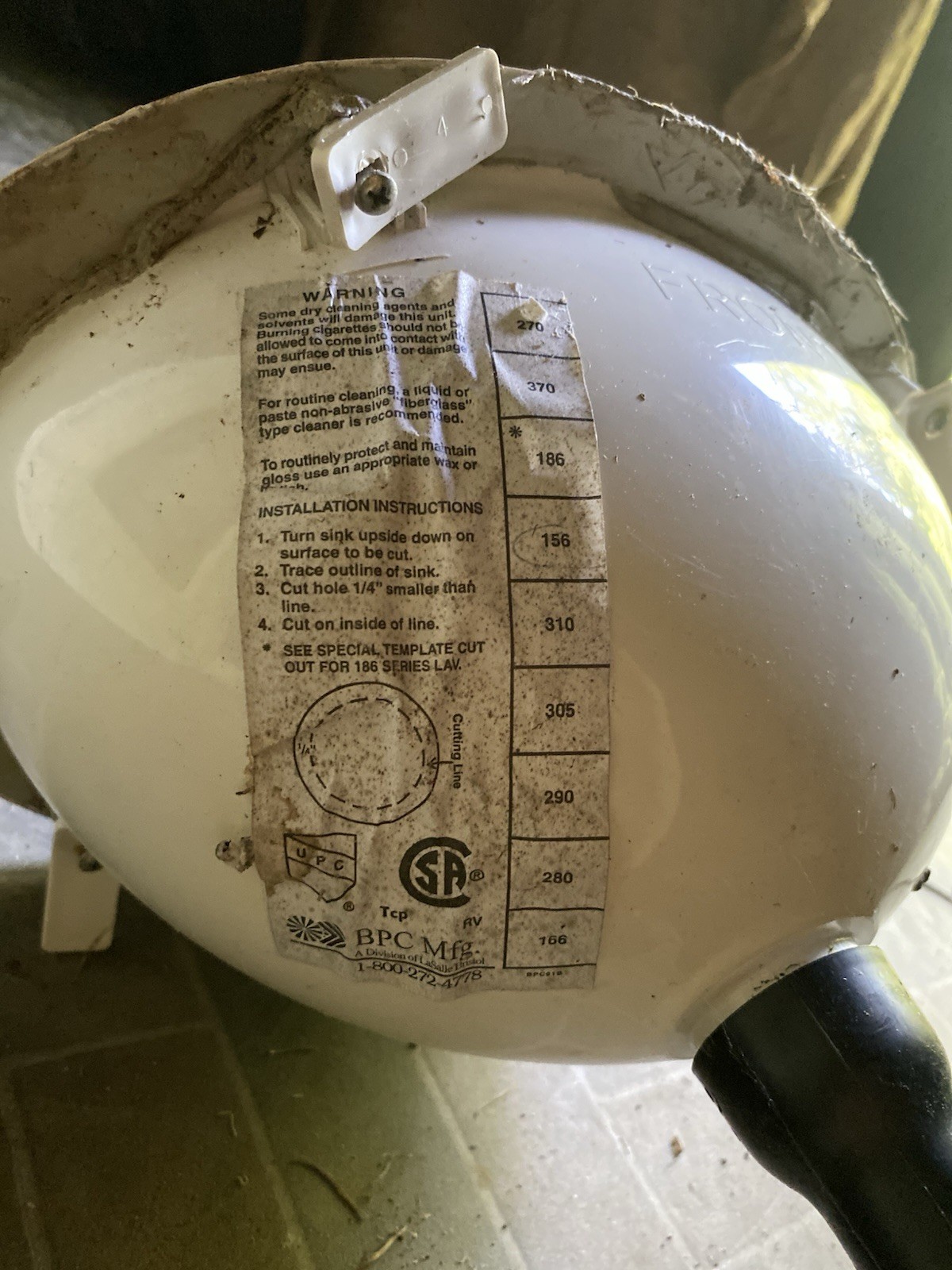 LaSalle Bristol 16 156PP 10″ x 13″ Ivory Oval Lavatory with Co Plug For RV
