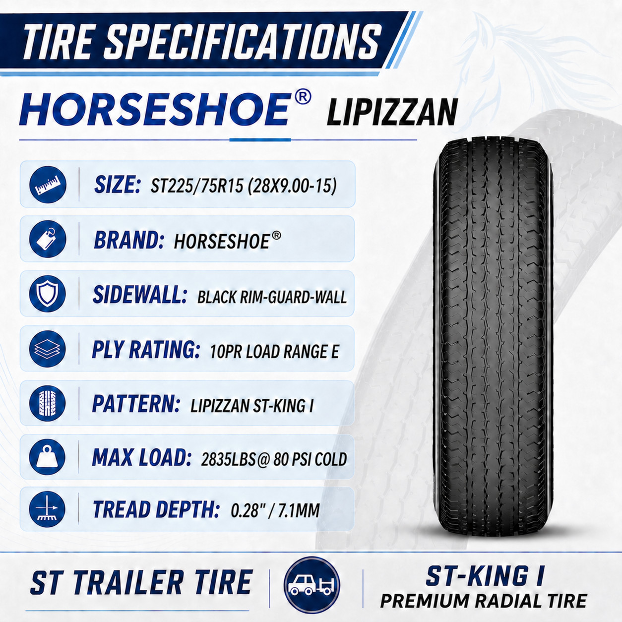 4 LIPIZZAN ST225/75R15 10PR 117/112M Trailer Tires 225/75R15 ST-KING I 225 75 15