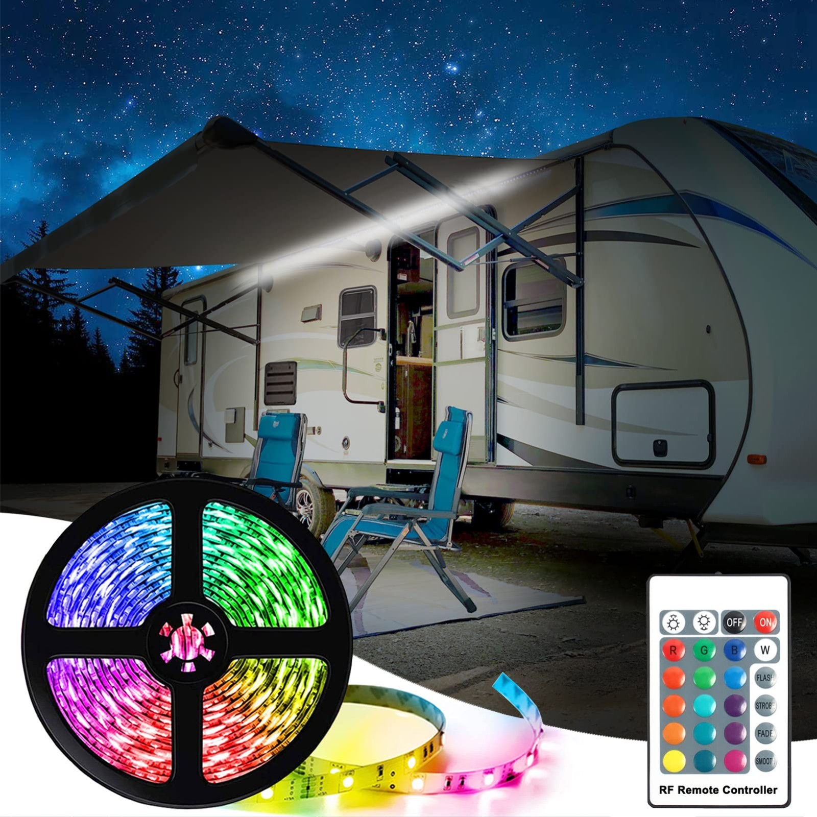 12V 20FT RV Awning LED Light Strip – Waterproof Canopy Lights for Camper, Traile