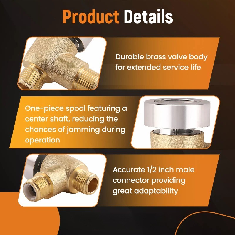 Upgraded Brass RV Vacuum Breaker Check Valve, 571-VAC-CHK-A Camper 0.5 inches