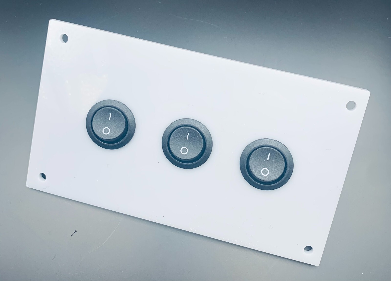 12v / 24v LED Triple Light Switch Camper van Motor home Boat (Gloss Light Grey)