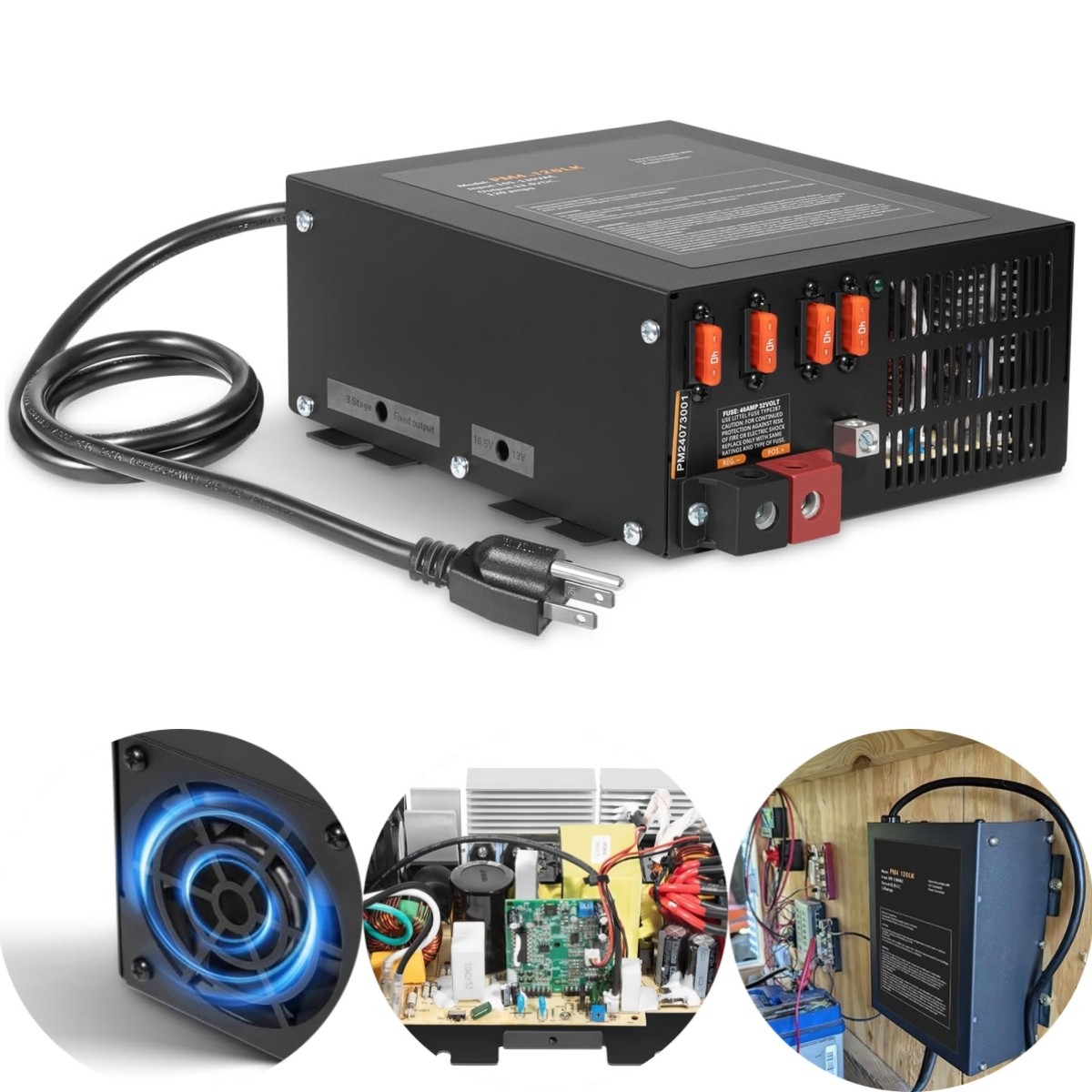 For Lead-Acid & Lithium Batteries 120 Amp RV Power Converter 110VAC to 12VDC