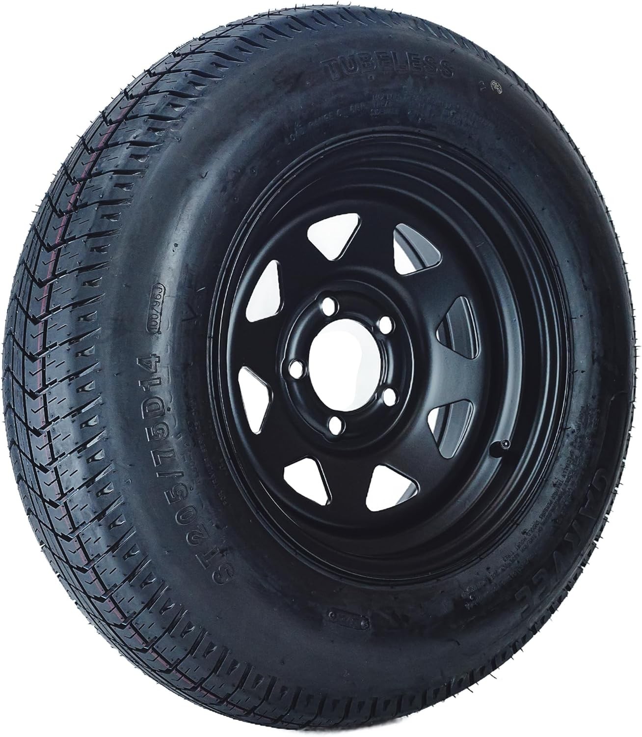 4 Pack Trailer Tire On Rim ST205/75D14 Trailer Tires Black Wheels 5 Lug on 4.5″