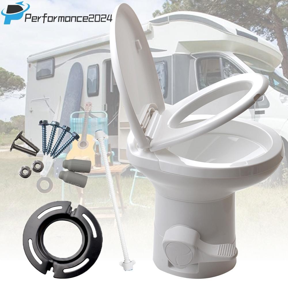 ​20” RV Camper Toilet Gravity Flush Toilet Foot Pedal Flush HDPE Caravan Travel