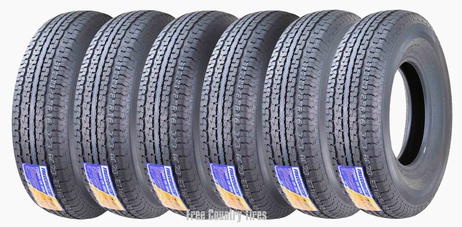 6 Premium FREE COUNTRY Trailer Tires ST235/85R16 Radial 12 Ply LR F Steel Belted