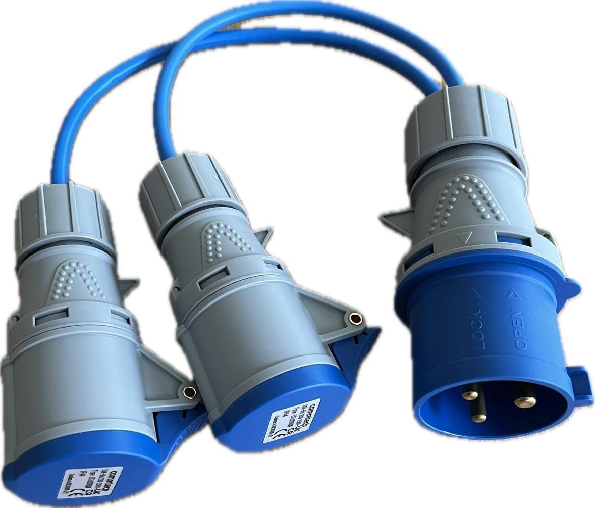 32A PLUG TO 2 X 16A SOCKETS 2 WAY SPLITTER GENERATOR POWER DISTRIBUTION UNITS
