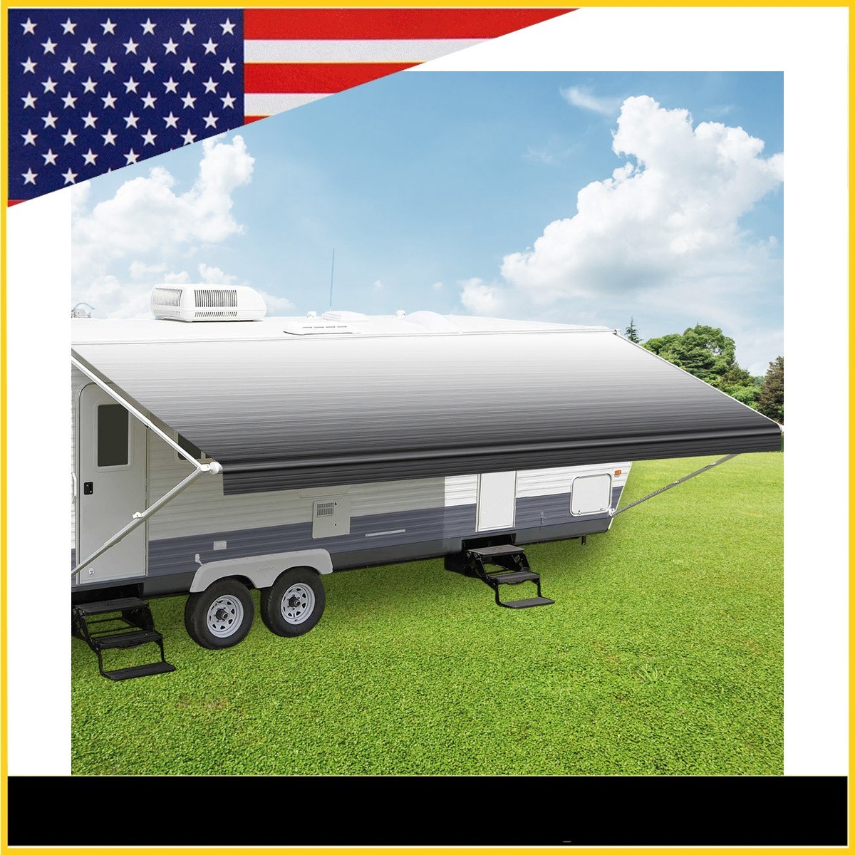 19Ft Waterproof RV Awning Fabric Replacement For RV Camper Trailer Strip Gray
