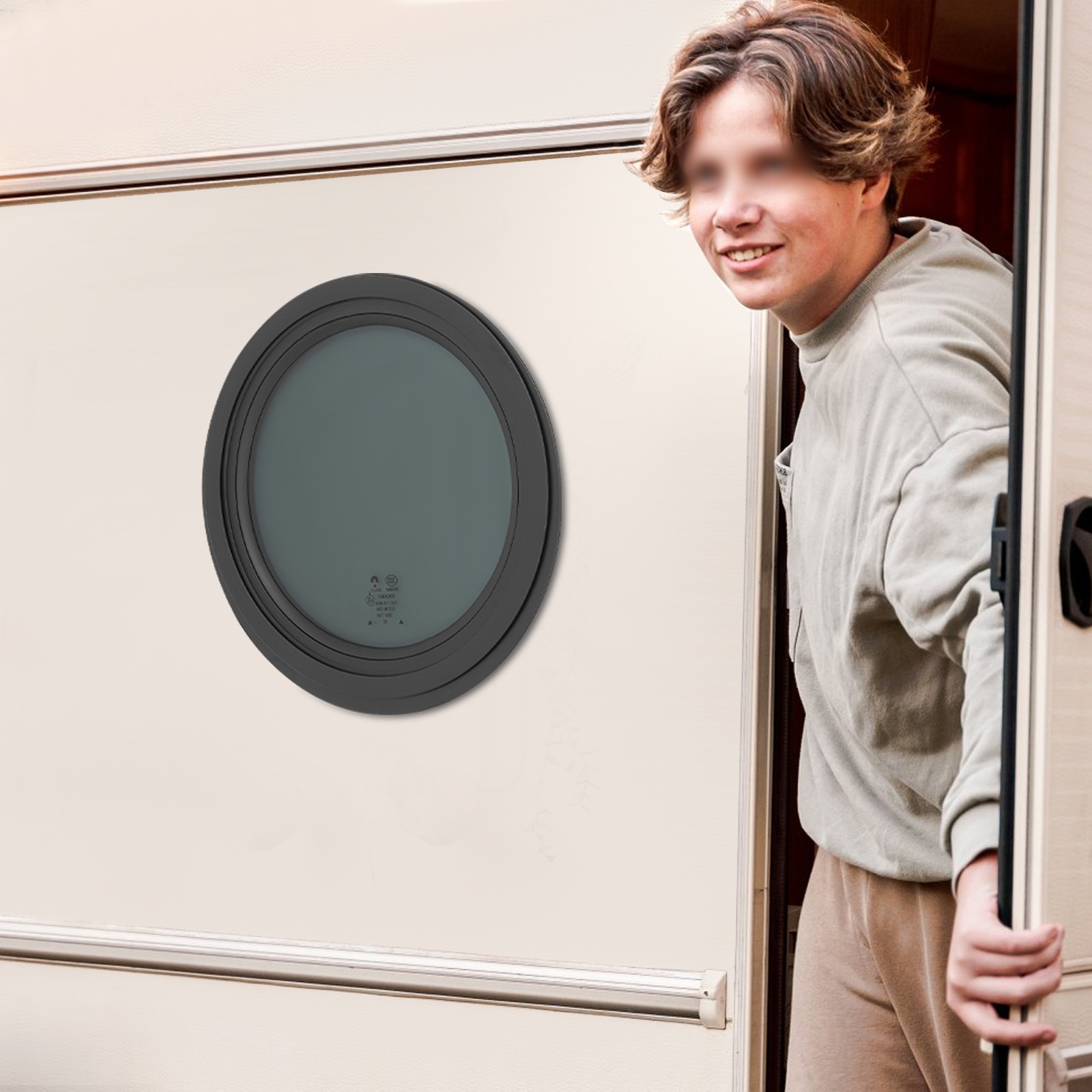 12″ Round Fixed RV Window with Trim Ring For RV Campers Cargo Vertical Trailers