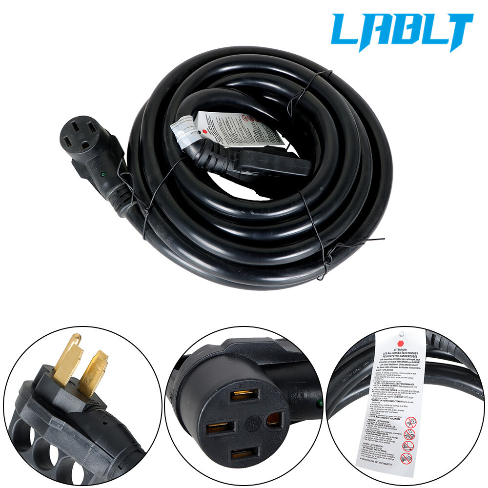 LABLT 50A RV Extension Cord NEMA14-50P to 14-50R Rain Proof Power Cable 15-50FT
