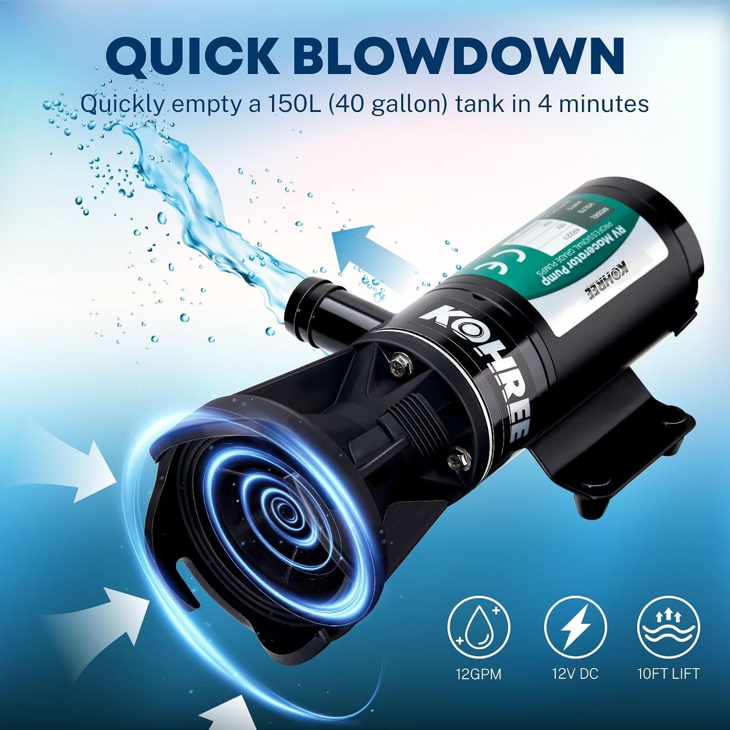 Compact 12V Self-Priming RV Macerator Pump – Efficient Waste Management Solution