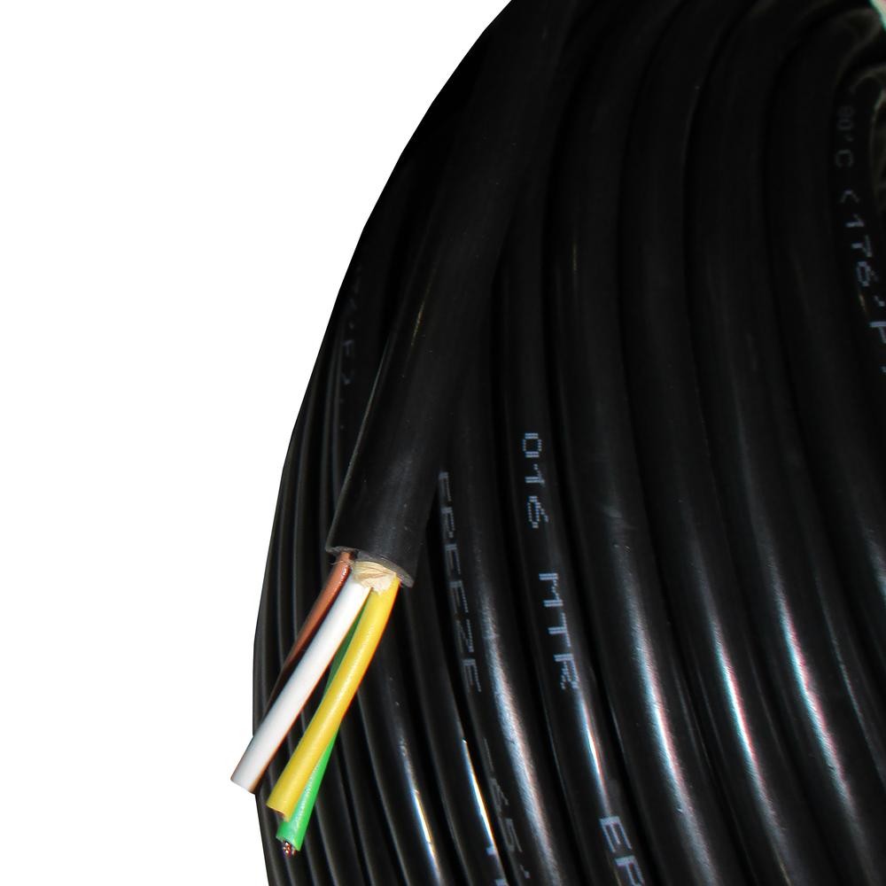 (15 Feet) 14 Gauge 4-Conductor Black Wire Heavy Duty PVC Color Coded