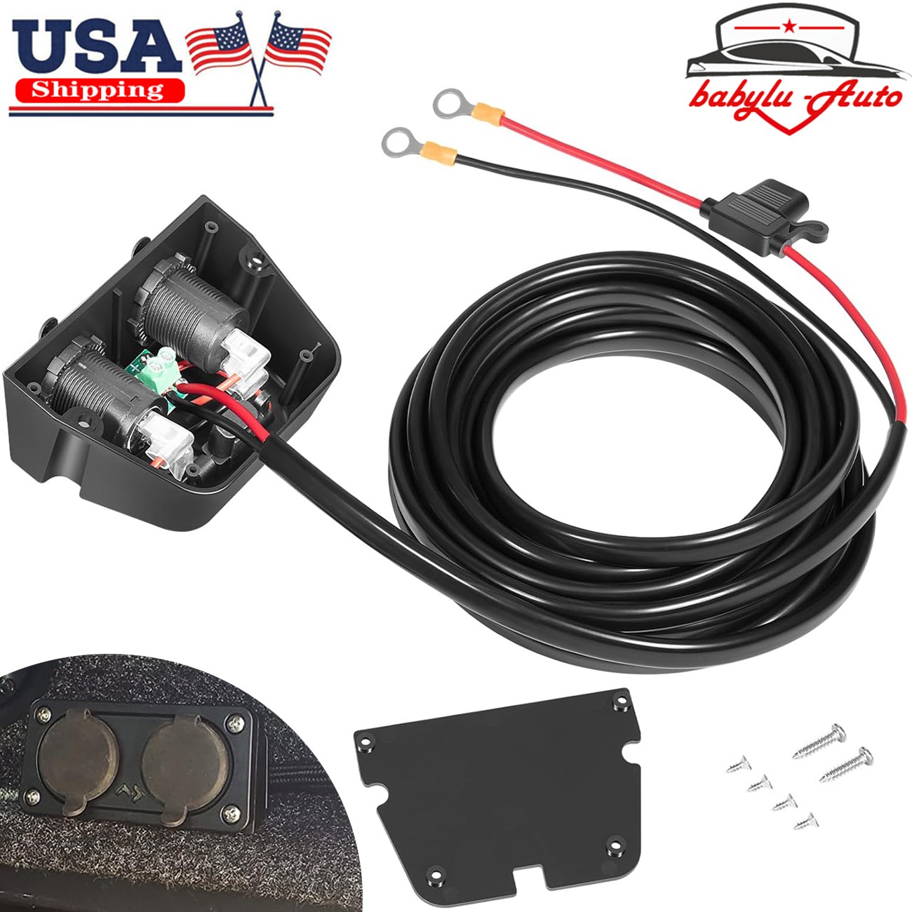 Replacement for Dometic HWK-DC Hardwiring Kit 10AWG Wiring, 20FT, 12V/24V