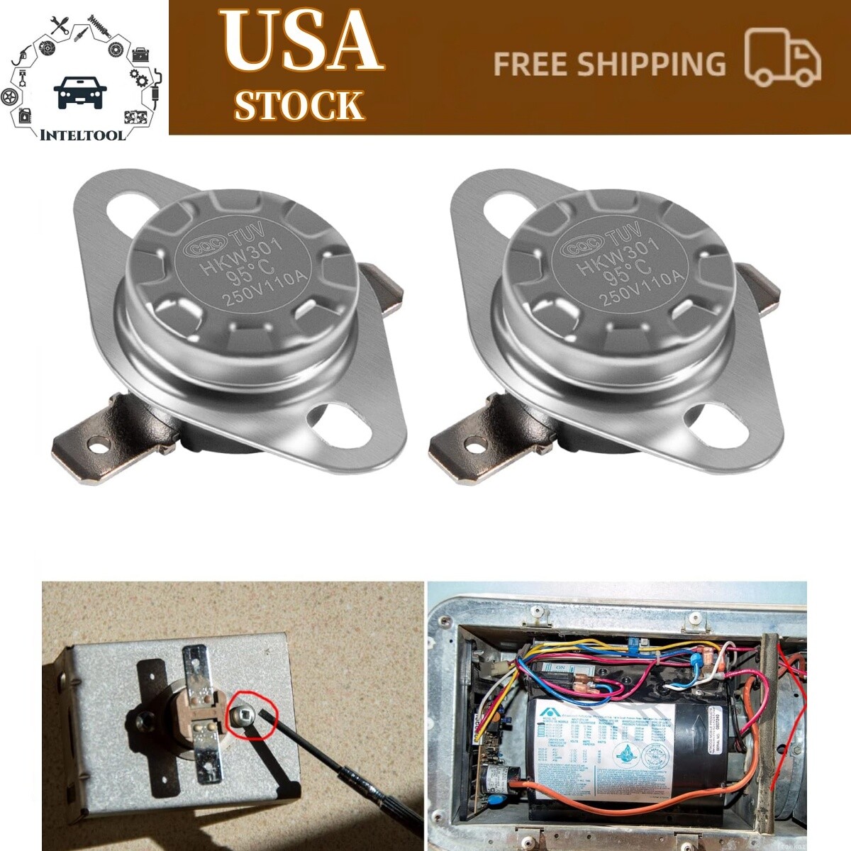 for Atwood Hydro Flame RV Furnace Heater Limit Switch 37022 (36176) 190℉ 2pcs