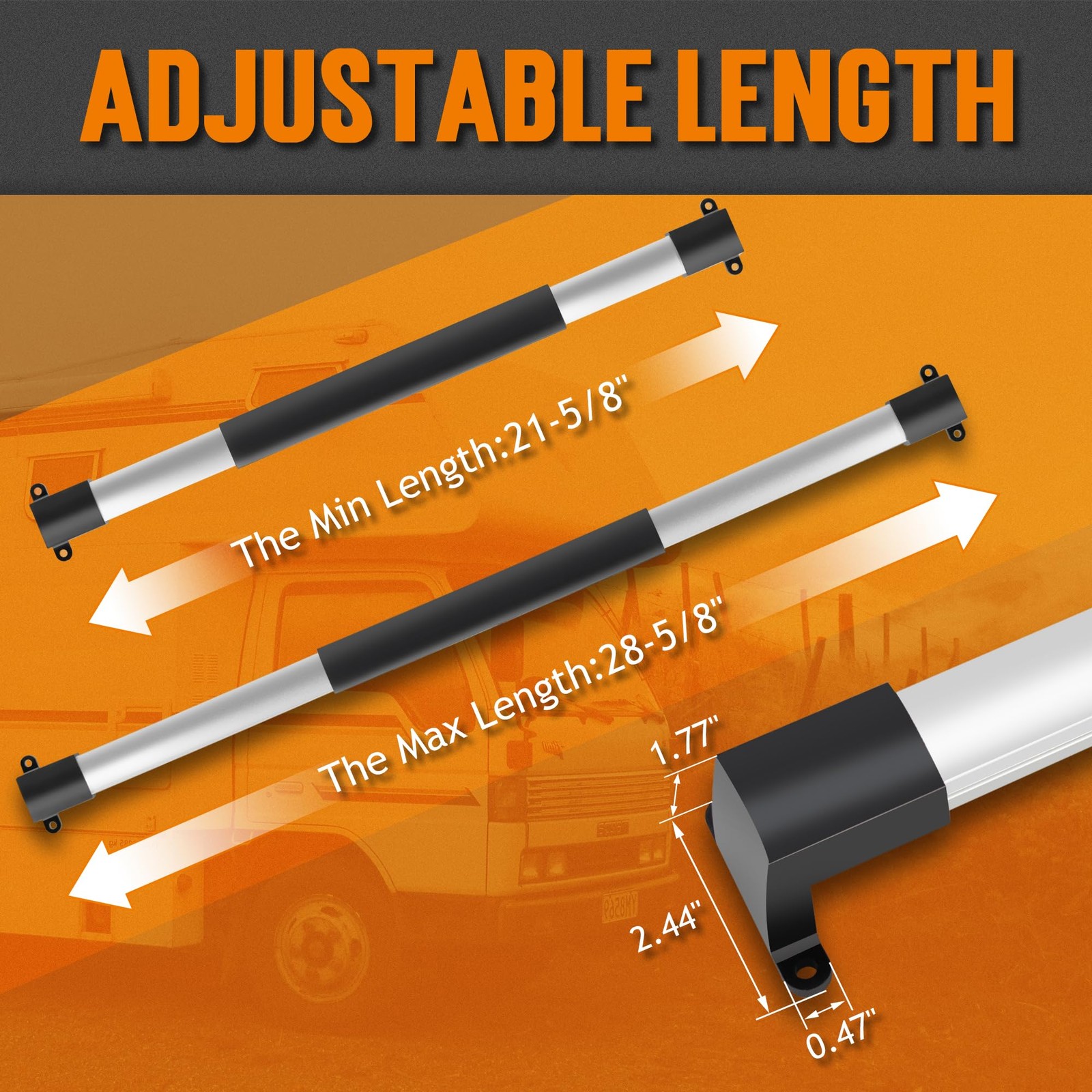 Adjustable RV Screen Door Handle 21-5/8 to 28-5/8 Inch Trailer Grab Bar