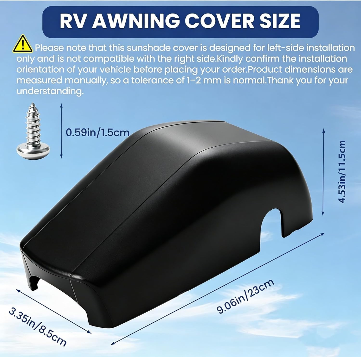 RV Awning Cover 643923 Replacement Lippert Solera Left Regal Head Black