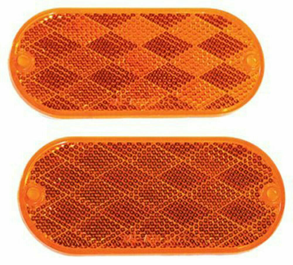 Bargman 74-78-020 Reflector, Oblong, Stick-On/Screw, Amber, 2/pk