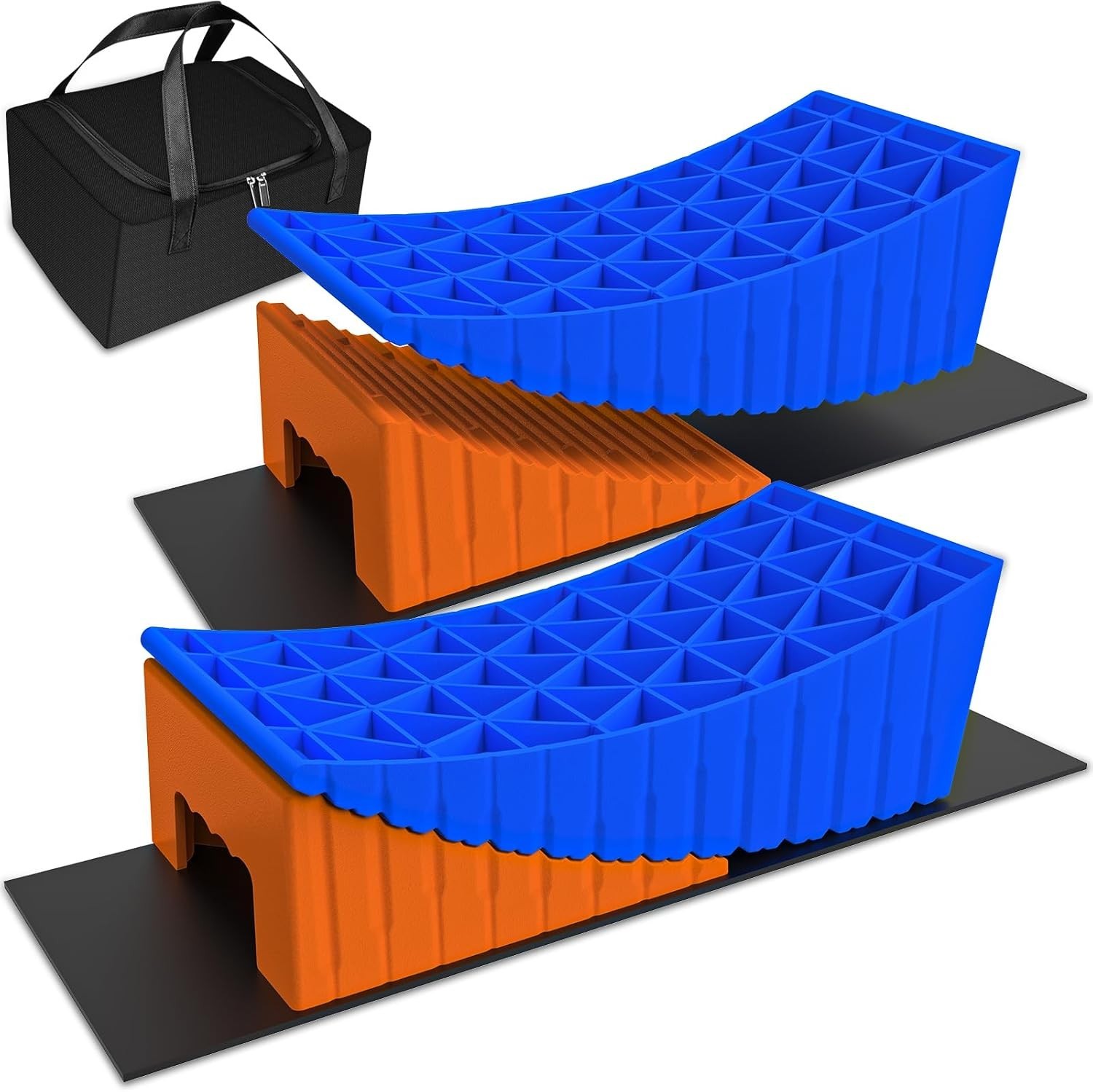 2 Pack Heavy Duty RV Leveling Blocks Curved Leveler 35000lbs Wheel Chocks Kit