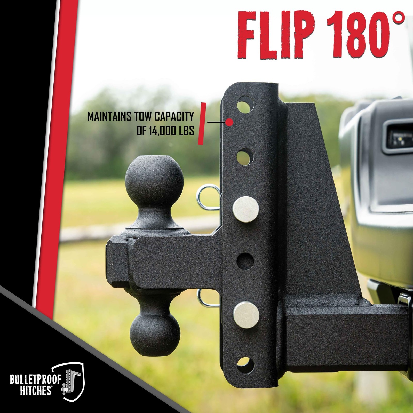 2.5″ Adjustable Medium Duty Trailer 4″ Drop/Rise, Black