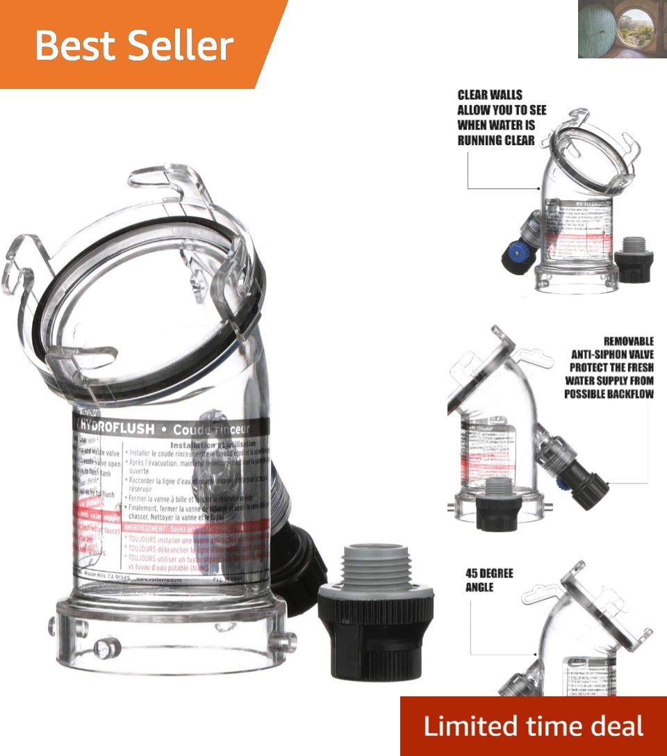 Efficient 45-Degree Hydroflush for RVs with Clear Visibility and Safety Valve
