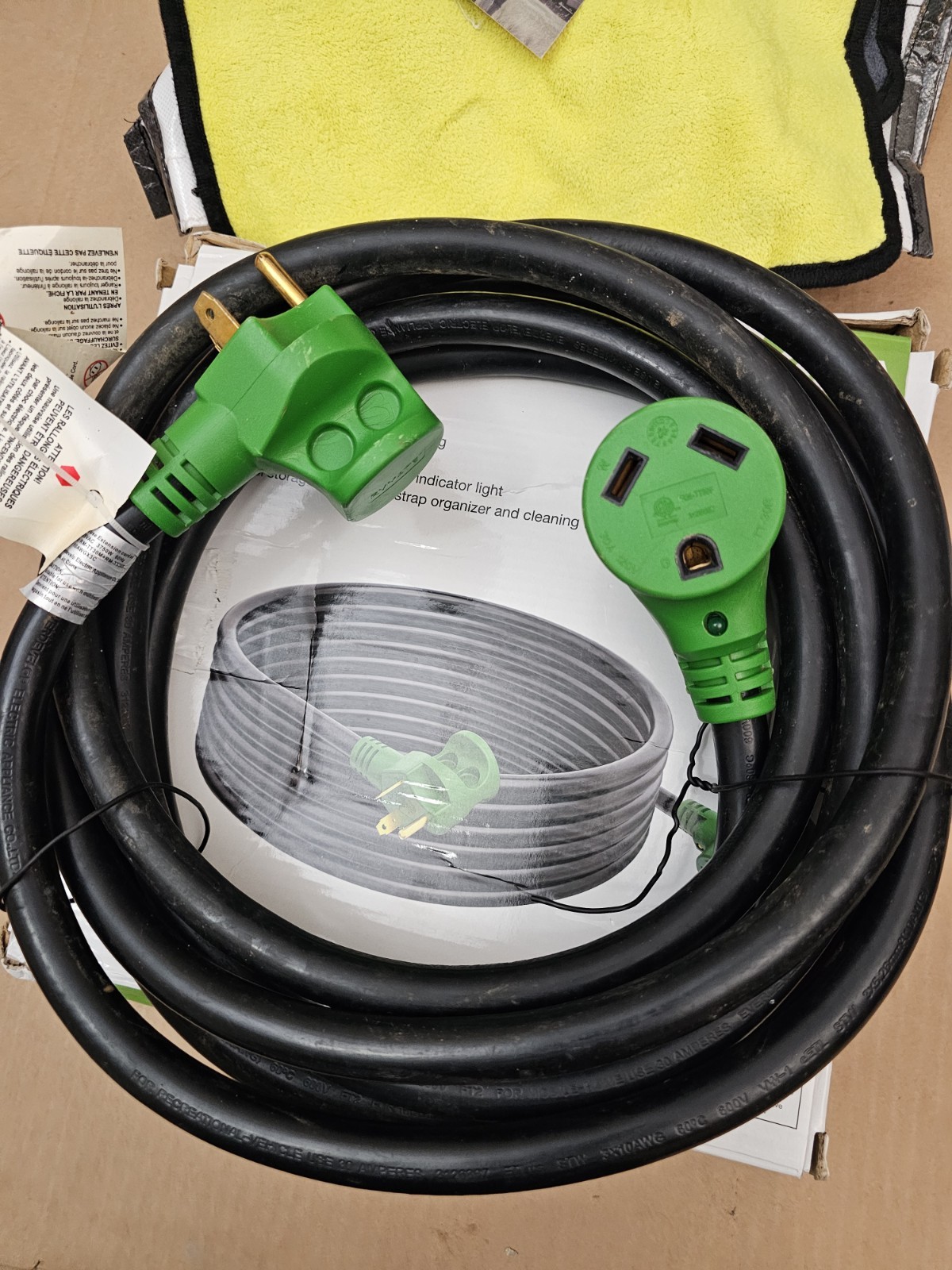 RV Power Extension Cord 15FT with LED Light Rvmate