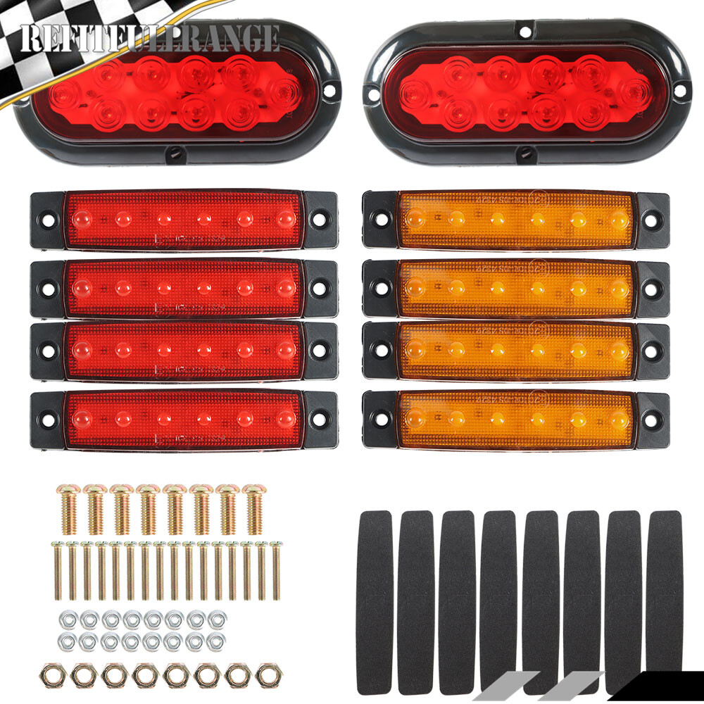 Upgrade Rear LED Submersible Truck Boat Trailer Marker Tail Light Kit Waterproof