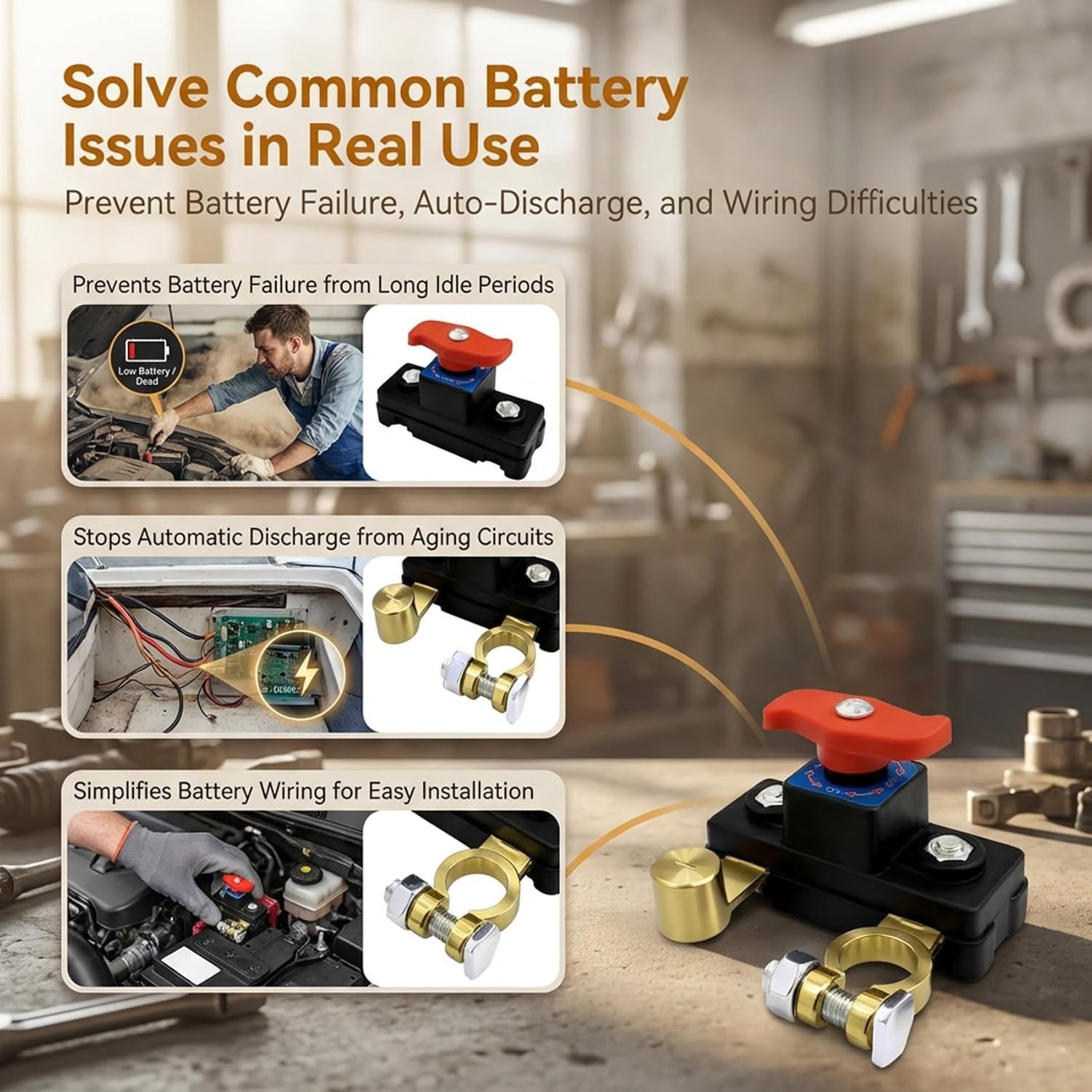 2× Universal Battery Disconnect Switch 12V / 24V Cut Off Isolator for Cars RV US