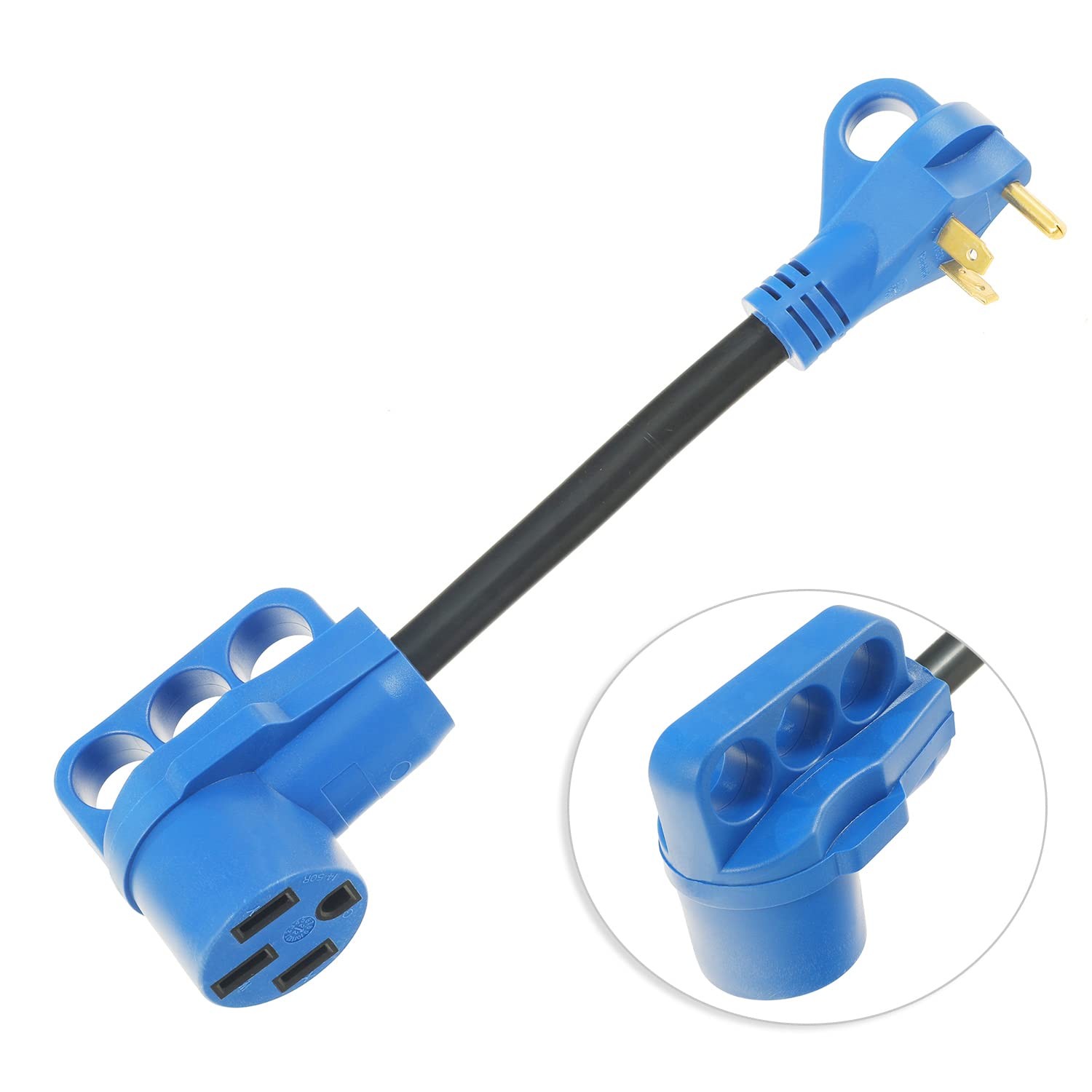 50 Amp to 30 Amp RV Power Adapter NEMA TT30P to 1450R 125V 10/3 AWG 12 Inch